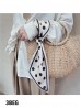 Multi-Functional Silk Feeling Scarf W/ Polka Dots Print 